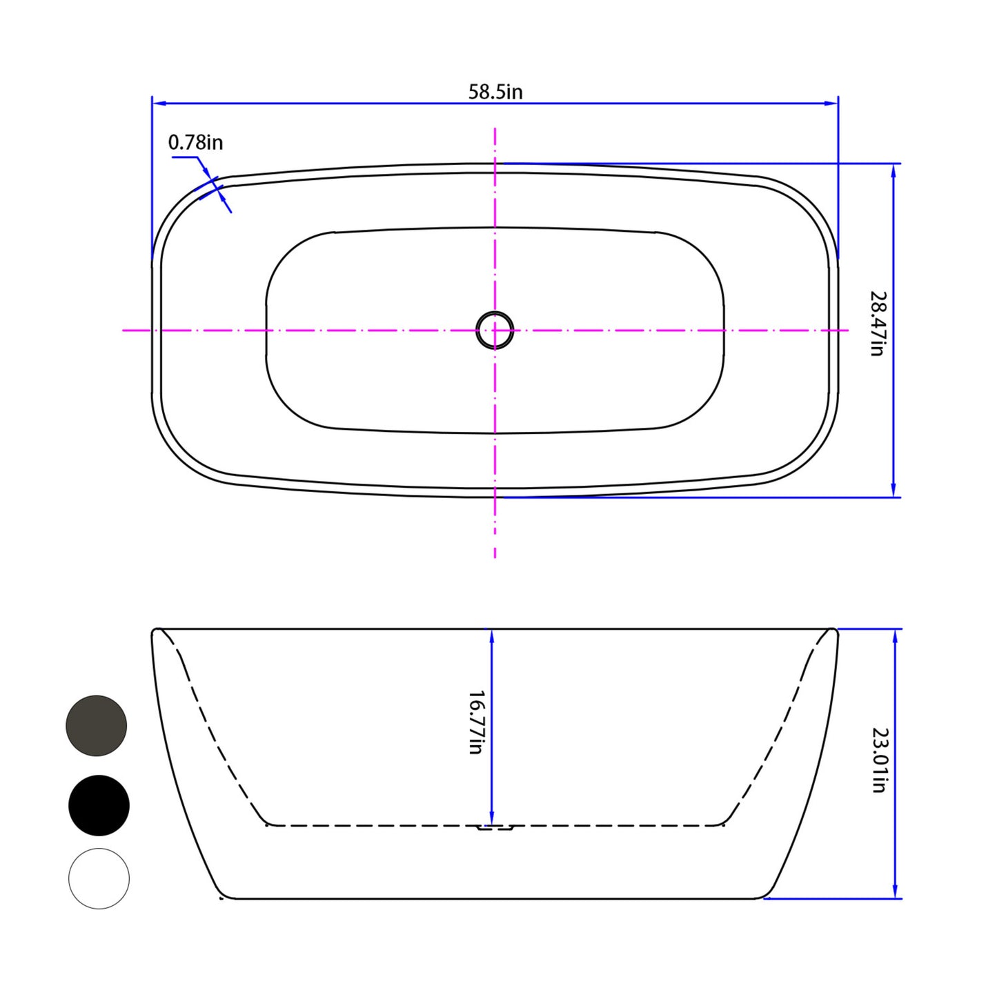 Dowler 59" Acrylic Freestanding Soaking Tubs