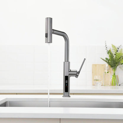 Dowler Single Handle Kitchen Faucet with Pull-Out Sprayer & LED Temperature Display-KF2403