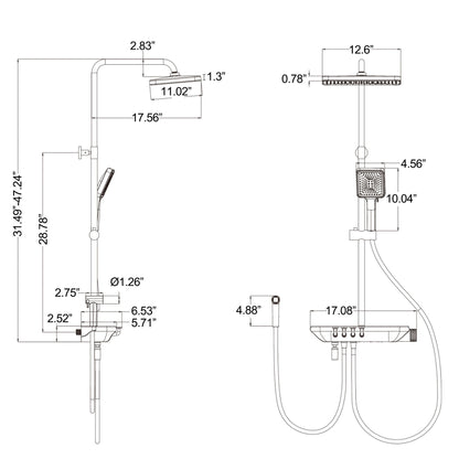 Dowler Wall Mount Thermostatic Shower System with Rain Shower Head-SS2402