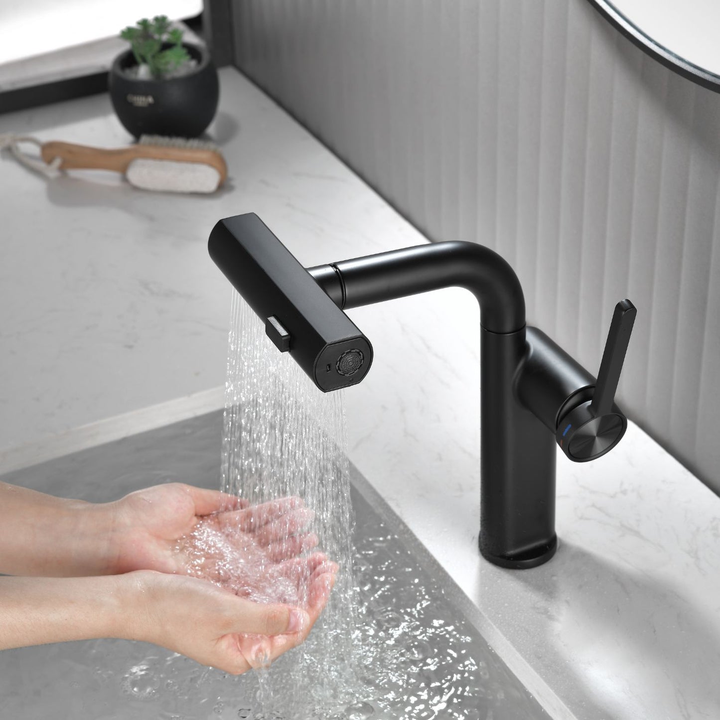 Dowler Single Hole Pull-Out Bathroom Faucet with Pull Out Sprayer-BF2401