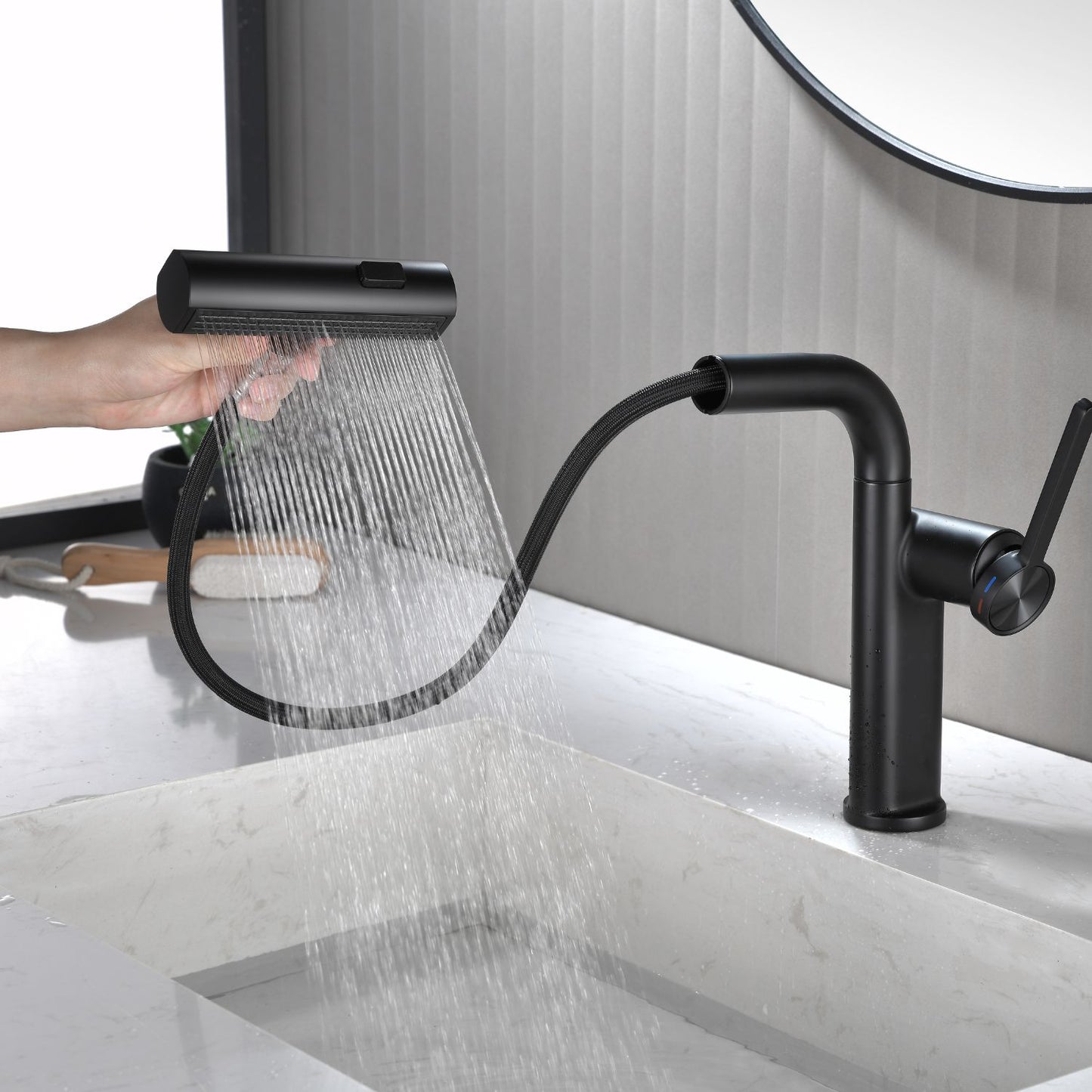 Dowler Single Hole Pull-Out Bathroom Faucet with Pull Out Sprayer-BF2401