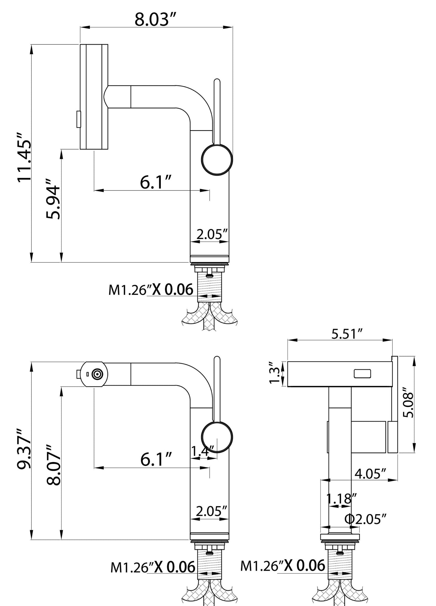 Dowler Single Hole Pull-Out Bathroom Faucet with Pull Out Sprayer-BF2401