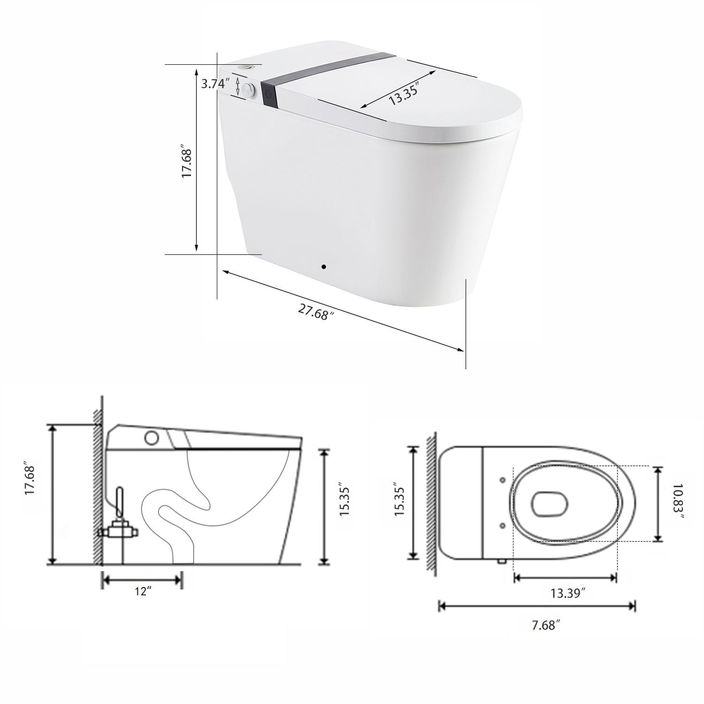 Dowler Smart One-Piece Toilet with Automatic Open/Close Lid-ST2403