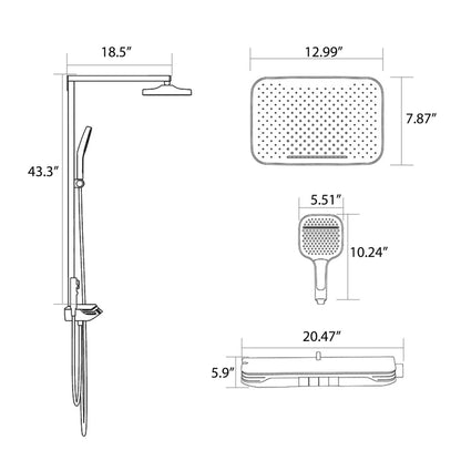 Dowler 4-Function Thermostatic Shower System with Temperature Display Screen-SS2403