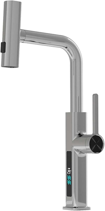 Dowler Single Handle Kitchen Faucet with Pull-Out Sprayer & LED Temperature Display-KF2403