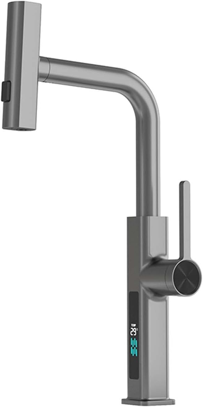 Dowler Single Handle Kitchen Faucet with Pull-Out Sprayer & LED Temperature Display-KF2403