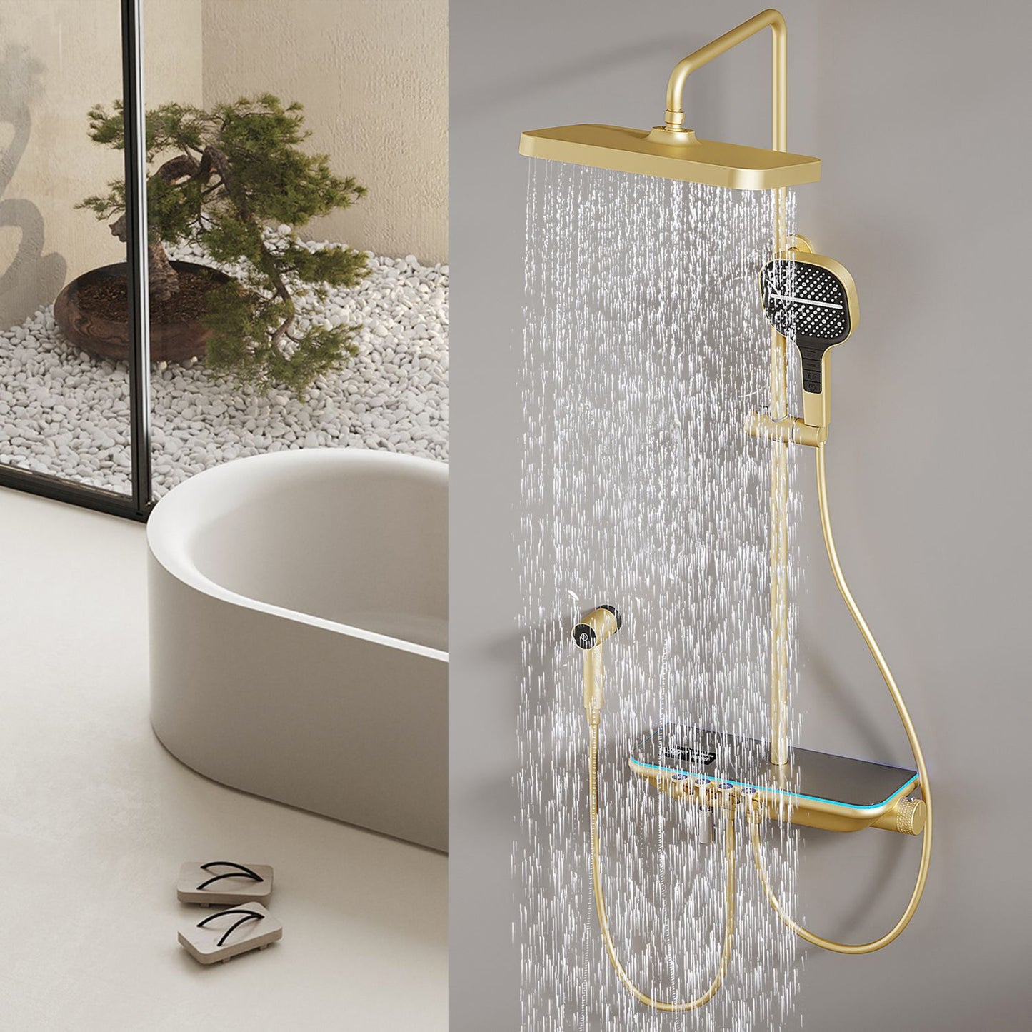 Dowler Wall Mount Thermostatic Shower System with Rain Shower Head-SS2402