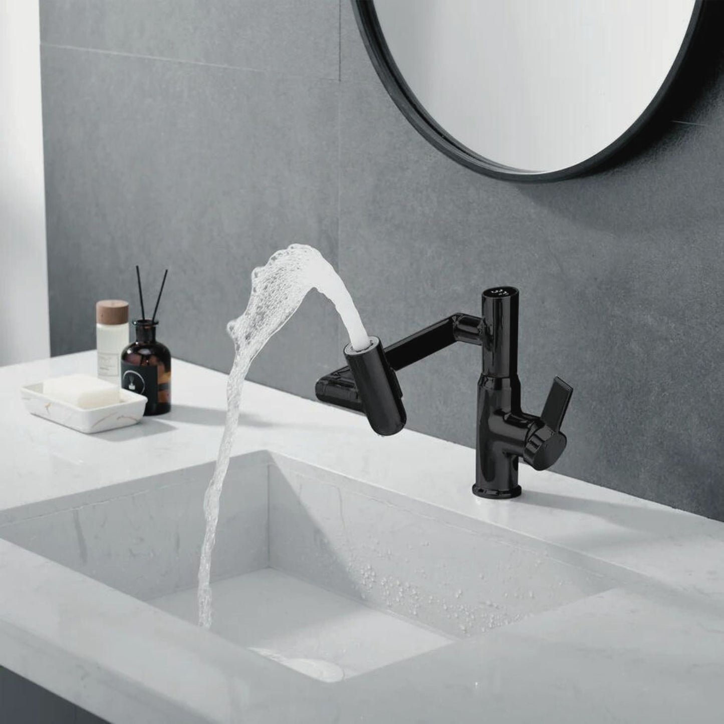 Dowler Single-Hole Waterfall Bathroom Faucet with Temperature Display-BF2403