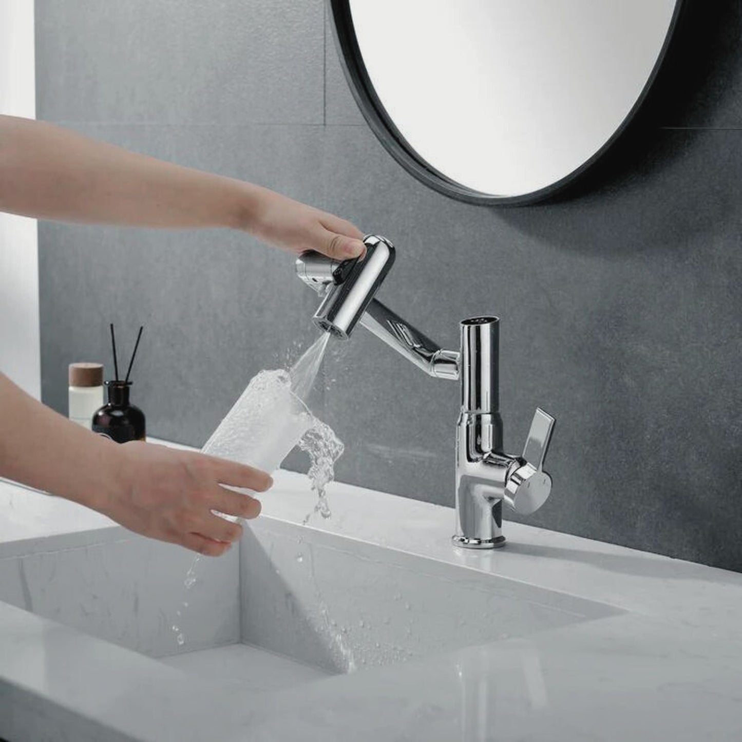 Dowler Single-Hole Waterfall Bathroom Faucet with Temperature Display-BF2403